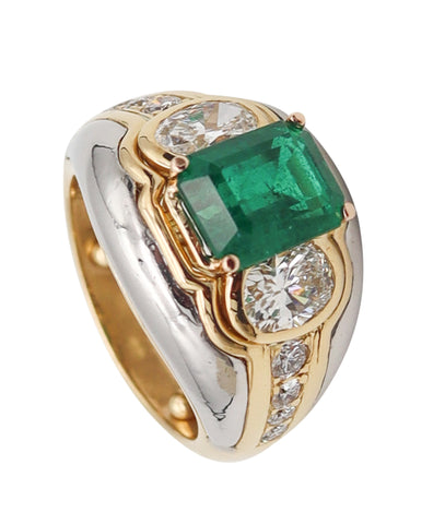 -Bvlgari Roma Cocktail Ring In 18Kt Gold With 4.58 Ctw In Diamonds And Emerald