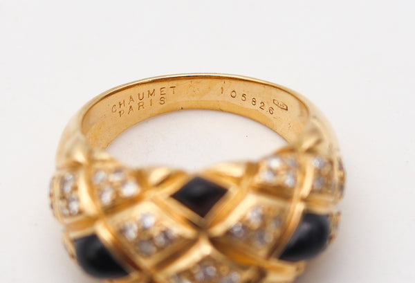 -Chaumet Paris Quilted Cocktail Ring In 18Kt Gold With 1.72 Ctw Diamonds And Onyx