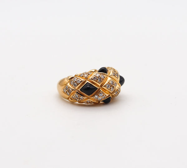 -Chaumet Paris Quilted Cocktail Ring In 18Kt Gold With 1.72 Ctw Diamonds And Onyx