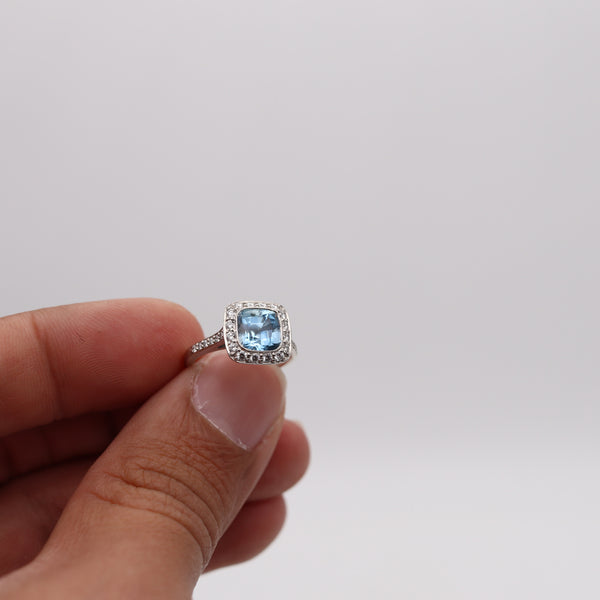 TIFFANY & CO. Classic Cocktail Ring in Platinum With 2.70 Ctw Aquamarine & Diamonds