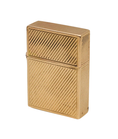 -Tiffany & Co. 1960 Modernist Zippo Petrol Fluid Pocket Lighter In 14Kt Yellow Gold