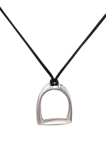 HERMES Paris Vintage Horse-Bit Necklace In .925 Sterling Silver With Cord & Box
