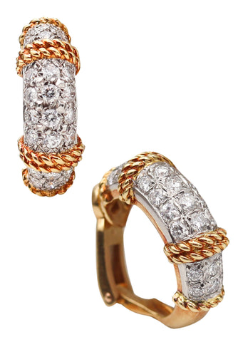 -Fred Of Paris Hoops Earrings In 18Kt Yellow Gold With 2.44 Ctw In VS Diamonds