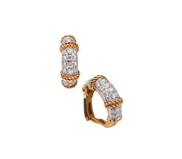 -Fred Of Paris Hoops Earrings In 18Kt Yellow Gold With 2.44 Ctw In VS Diamonds