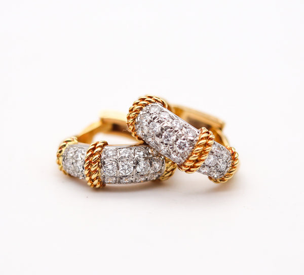 -Fred Of Paris Hoops Earrings In 18Kt Yellow Gold With 2.44 Ctw In VS Diamonds