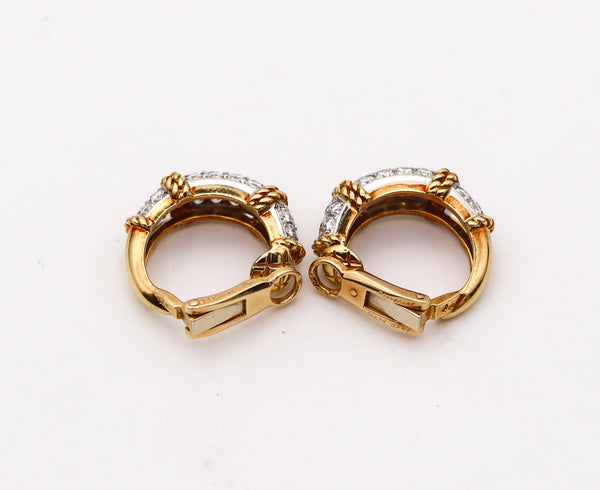 -Fred Of Paris Hoops Earrings In 18Kt Yellow Gold With 2.44 Ctw In VS Diamonds