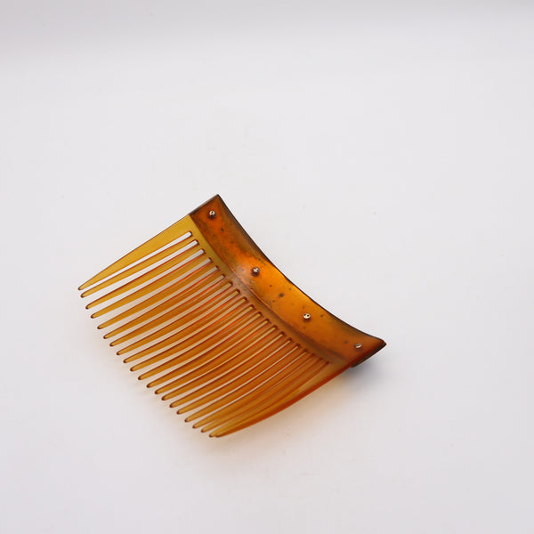 CARTIER Paris 1900 Edwardian Enameled Hairs-Comb IN 18Kt Gold With Diamonds