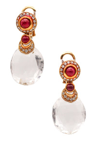 Faraone Mennella Dangle Earrings In 18Kt Gold With 21.82 Ctw In Diamonds And Rubies