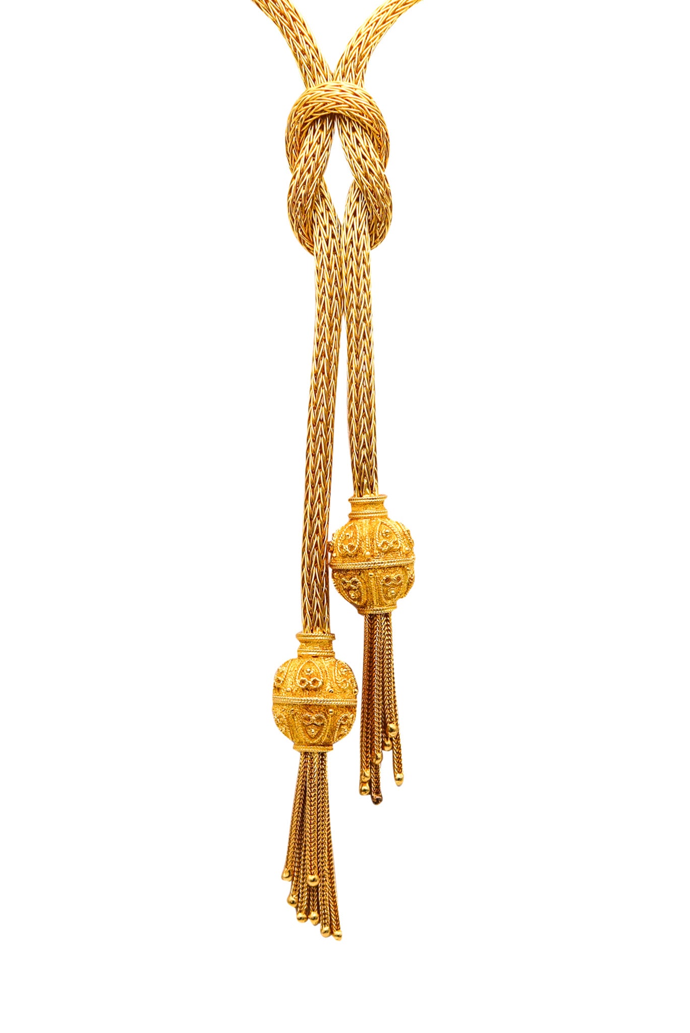 -Zolotas Greek Revival Hercules Sautoir Mesh Necklace In solid 18Kt Yellow Gold