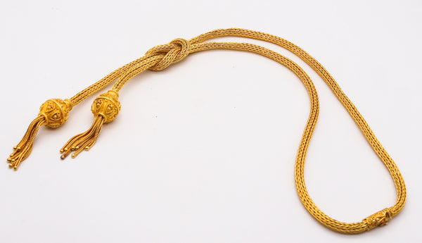 -Zolotas Greek Revival Hercules Sautoir Mesh Necklace In solid 18Kt Yellow Gold