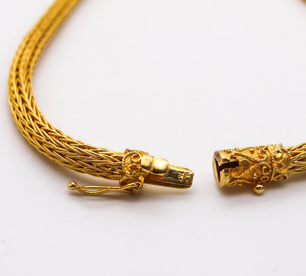 -Zolotas Greek Revival Hercules Sautoir Mesh Necklace In solid 18Kt Yellow Gold