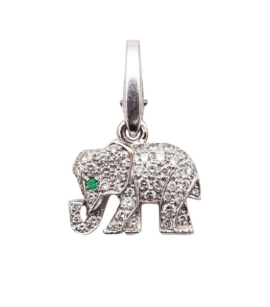 -Cartier Paris Khandy Elephant Charm In 18Kt Gold With VVS Diamonds And Emerald