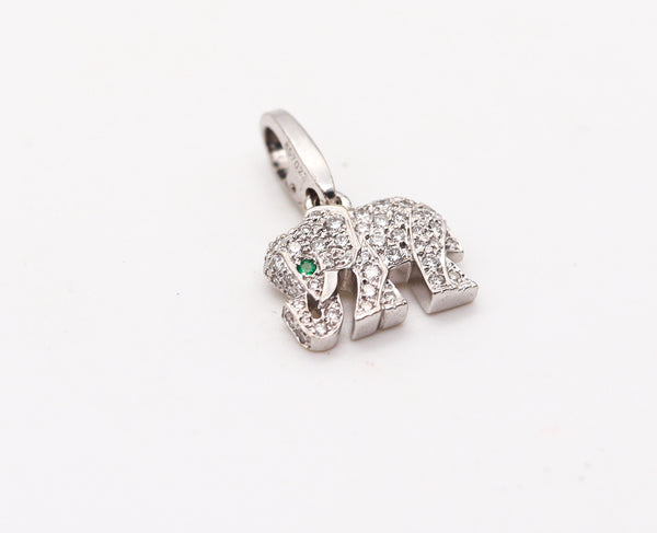 -Cartier Paris Khandy Elephant Charm In 18Kt Gold With VVS Diamonds And Emerald