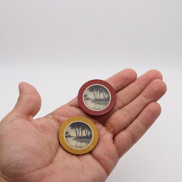 Florida Palms 1928 Vintage Casino Chips Tokens By HC Evans Company