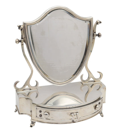 LEVI & SALAMAN 1902 Birmingham Desk Chest With Mirror In .925 Sterling Silver