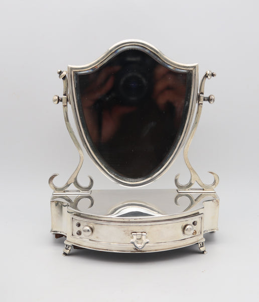 LEVI & SALAMAN 1902 Birmingham Desk Chest With Mirror In .925 Sterling Silver