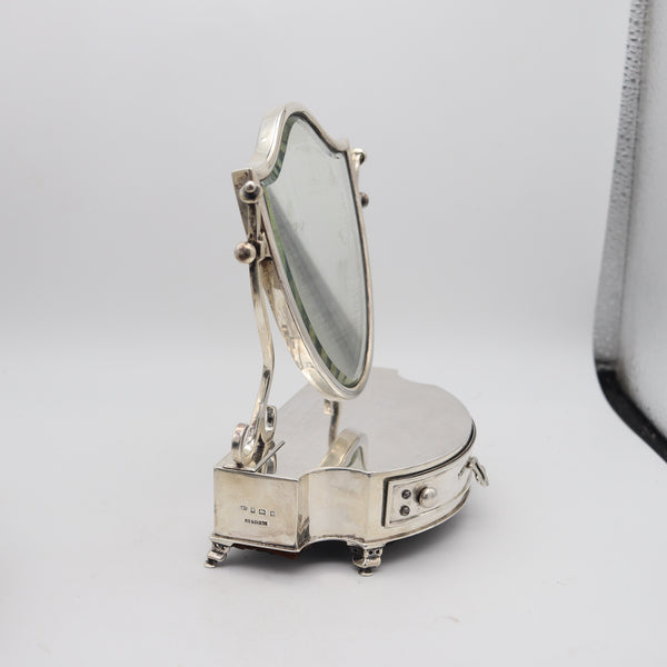 LEVI & SALAMAN 1902 Birmingham Desk Chest With Mirror In .925 Sterling Silver