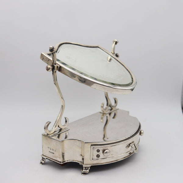 LEVI & SALAMAN 1902 Birmingham Desk Chest With Mirror In .925 Sterling Silver