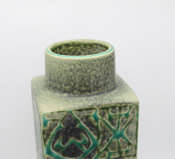 ROYAL COPENHAGEN 1960 Niels Thorson Mid Century Glazed Porcelain Square Vase