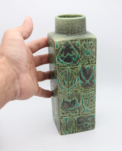 ROYAL COPENHAGEN 1960 Niels Thorson Mid Century Glazed Porcelain Square Vase