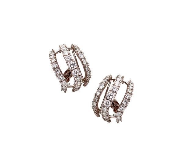 Kutchinsky 1970 Clips Earrings In 18Kt Gold And Platinum With 21.02 Ctw In Diamonds And Rubies.