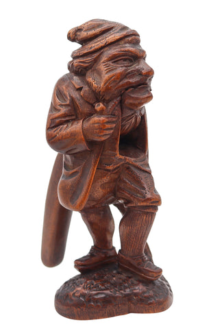 BLACK FOREST 1900 Germany-Swiss Carved Wood Nutcracker Old Gnome Figure