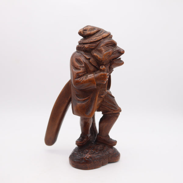 BLACK FOREST 1900 Germany-Swiss Carved Wood Nutcracker Old Gnome Figure