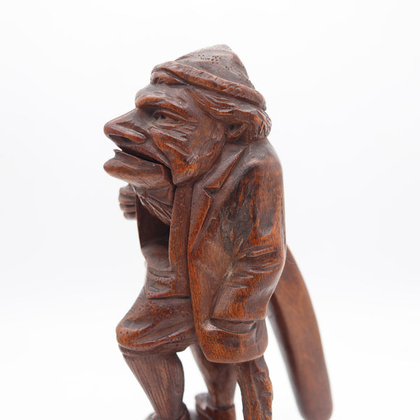 BLACK FOREST 1900 Germany-Swiss Carved Wood Nutcracker Old Gnome Figure