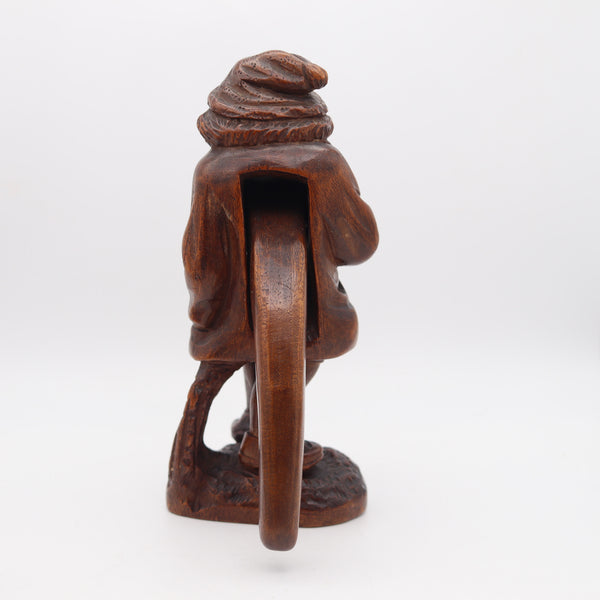 BLACK FOREST 1900 Germany-Swiss Carved Wood Nutcracker Old Gnome Figure