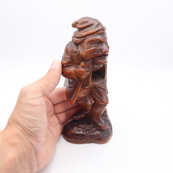BLACK FOREST 1900 Germany-Swiss Carved Wood Nutcracker Old Gnome Figure