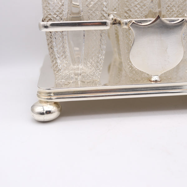 DANIEL & ARTER 1900 London, Bailey Banks & Biddle 6 Pieces Cruet Set Cut Glass