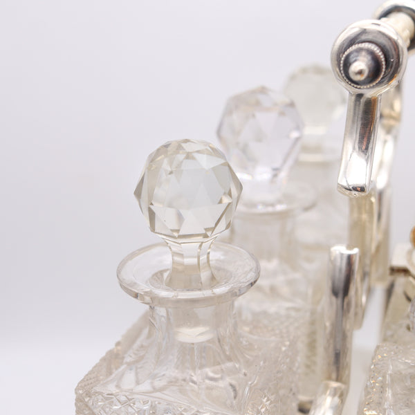 DANIEL & ARTER 1900 London, Bailey Banks & Biddle 6 Pieces Cruet Set Cut Glass