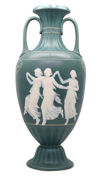 VILLEROY & BOCH METTLACH 1890 Phanolith Neo Classic Green Cameo Amphora
