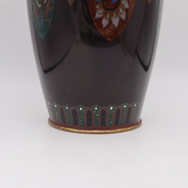 JAPAN 1890-1900 Meiji Period Decorative Six-sided Vase In Cloisonné Enamel