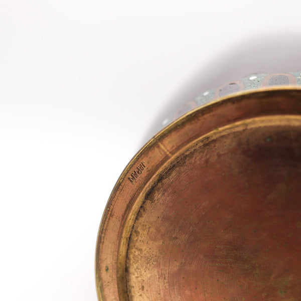 JAPAN 1890-1900 Meiji Period Decorative Six-sided Vase In Cloisonné Enamel