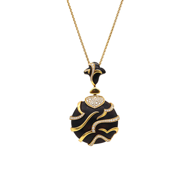 -Marina B. Milan Necklace With Wood In 18Kt Yellow Gold With 1.54 Ctw Diamonds