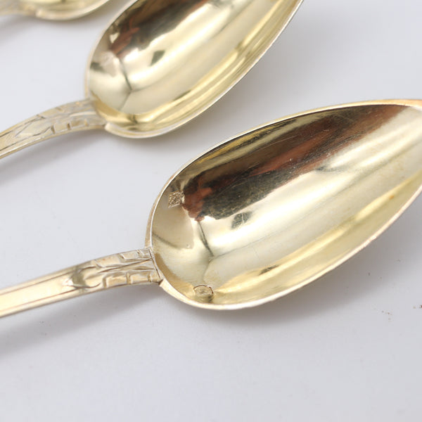 NAPOLEON III Antique 1860 French 12 Sterling Coffee Spoons Set In Fitted Ebony Box