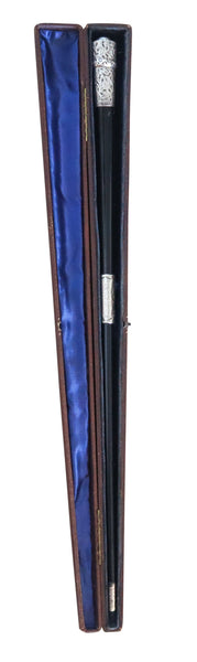 CONDUCTOR'S BATON 1893 Antique Ebony Wood And .925 Sterling Silver In Case