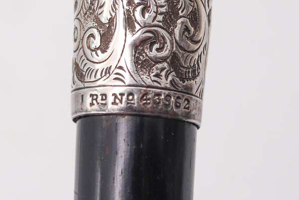 CONDUCTOR'S BATON 1893 Antique Ebony Wood And .925 Sterling Silver In Case