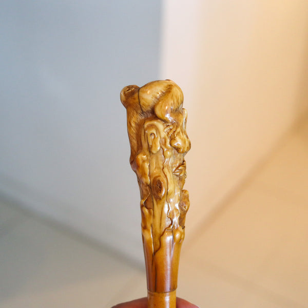 JAPAN 1880 Meiji Highly Detailed Walking Cane With Monkeys In a Bamboo Forest