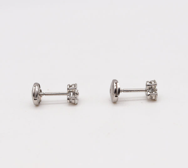 -Tiffany And Co. Three Stones Earrings Studs In Solid Platinum With 6 Round Diamonds
