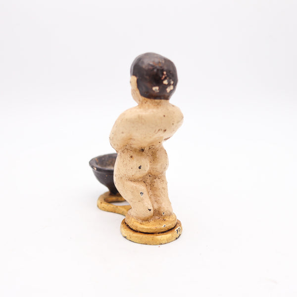 BOTTLE OPENER 1910 Antique Figurative Painted Bottle Opener In Solid Cast Iron