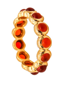 -Temple St Clair Eternity Ring in Solid 22Kt Yellow Gold With 2.34 Ctw Carnelians