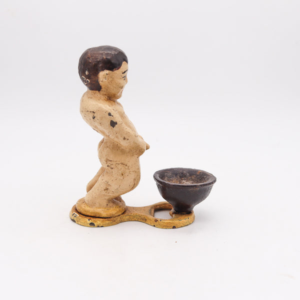 BOTTLE OPENER 1910 Antique Figurative Painted Bottle Opener In Solid Cast Iron