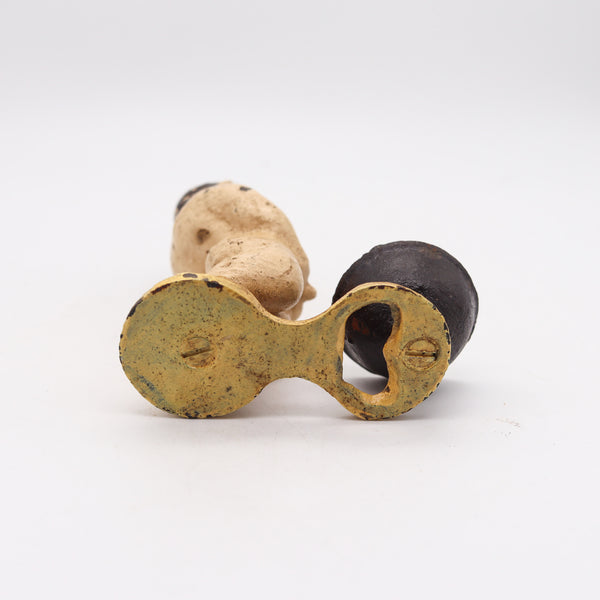 BOTTLE OPENER 1910 Antique Figurative Painted Bottle Opener In Solid Cast Iron