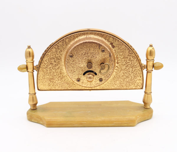 SILVERCRAFT 1920 Art Deco Cloisonne Enamel Desk Clock In Gilt Brass & Bakelite