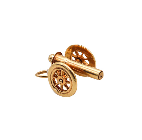 -American 1935 Dreco Retro Charm in the Shape of a CANNON In 14Kt Yellow Gold