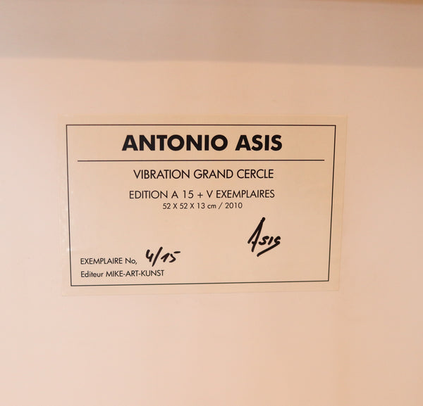 ANTONIO ASIS Paris 2010 "Vibration Grand Cercle" Op-Art Wall Sculpture