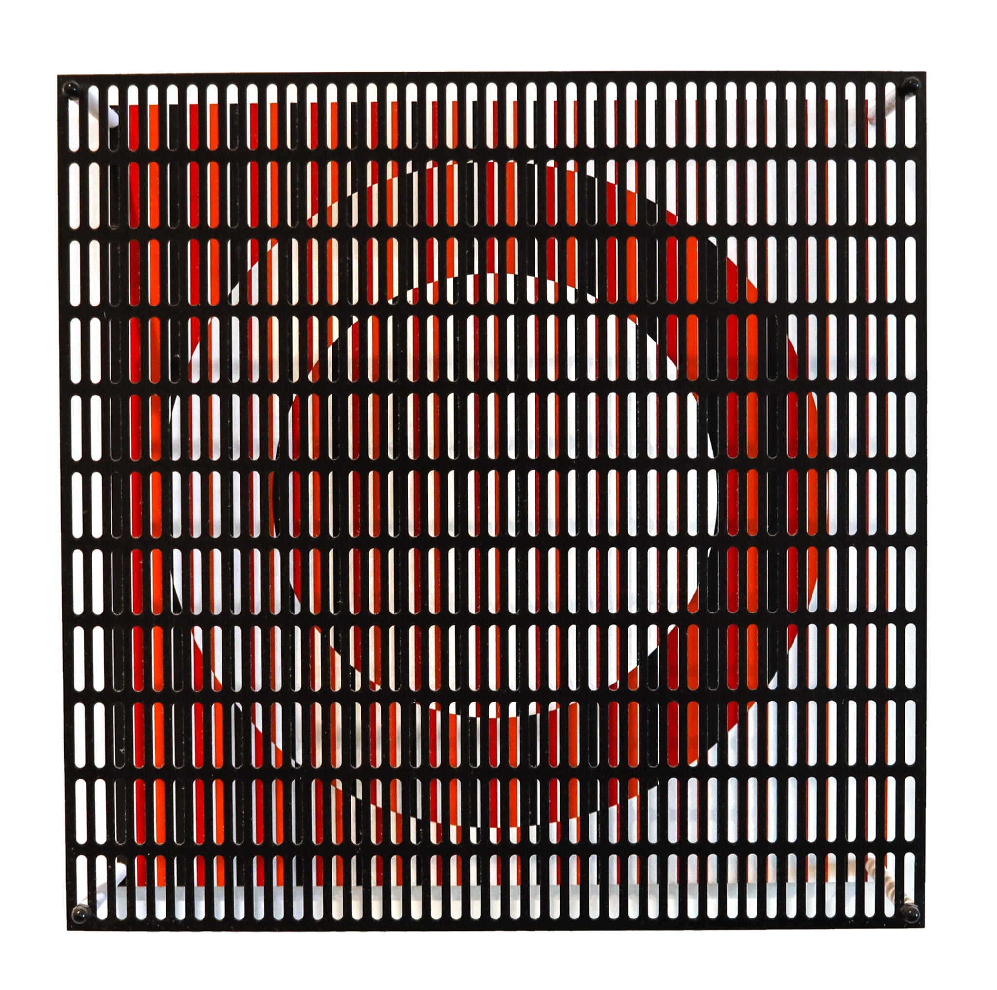 ANTONIO ASIS 2010 "Vibration Cercles Noir Orange Et Rouge" Op-Art Wall Sculpture