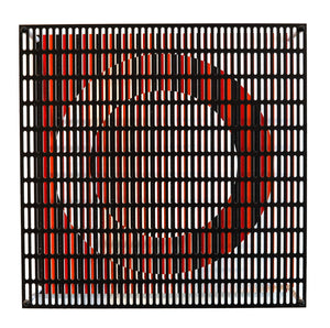 ANTONIO ASIS 2010 "Vibration Cercles Noir Orange Et Rouge" Op-Art Wall Sculpture